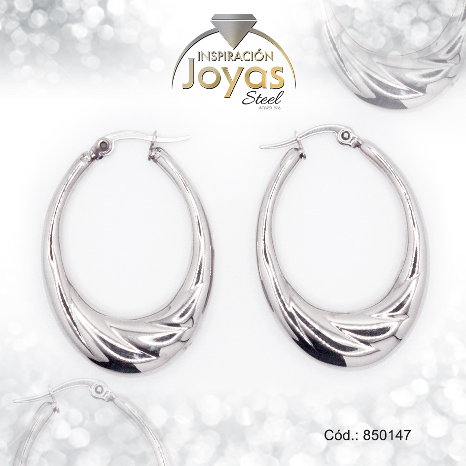 850147 Argolla de Acero Forma Geométrica Plateado Óvalo - 850147 - Imagen 1