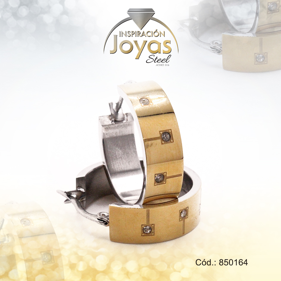 850164 Argolla de Acero Aleación Circón 2 Tonos Círculo - 850164 - Imagen 1