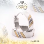 Argolla de Acero Aleación Circón 2 Tonos Círculo  - 850182