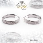 Argolla de Acero Aleación Micro Circón Plateado Círculo  - 850224