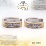 Argolla de Acero Forma Geométrica con Micro Circón 2 Tonos Óvalo  - 850245