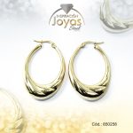 Argolla de Acero Forma Geométrica Dorado Óvalo - 850258