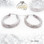 Argolla de Acero Forma Geométrica con Micro Circón Plateado Óvalo - 850264