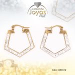 Argolla de Acero Forma Geométrica con Micro Circón Dorado Pentágono - 850312