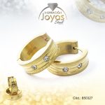 Argolla de Acero Huggies con Circón Dorado Círculo  - 850327 - Imagen 2