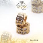 Argolla de Acero Huggies con Circón Dorado Círculo - 850332