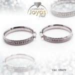 Argolla de Acero Aleación Micro Circón Plateado Círculo  - 850379