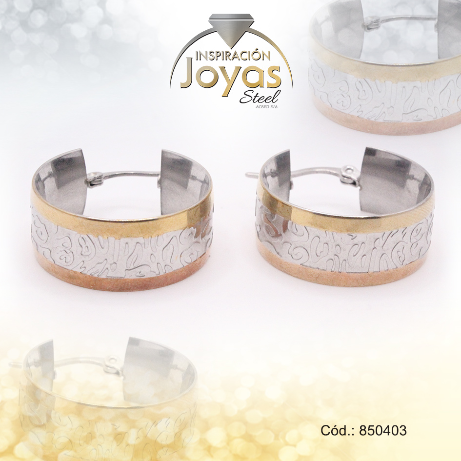 850403 Argolla de Acero Variado 3 Tonos Círculo - 850403 - Imagen 1