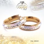 Argolla de Acero Aleación Sintetico Dorado Círculo Multi Color - 850441