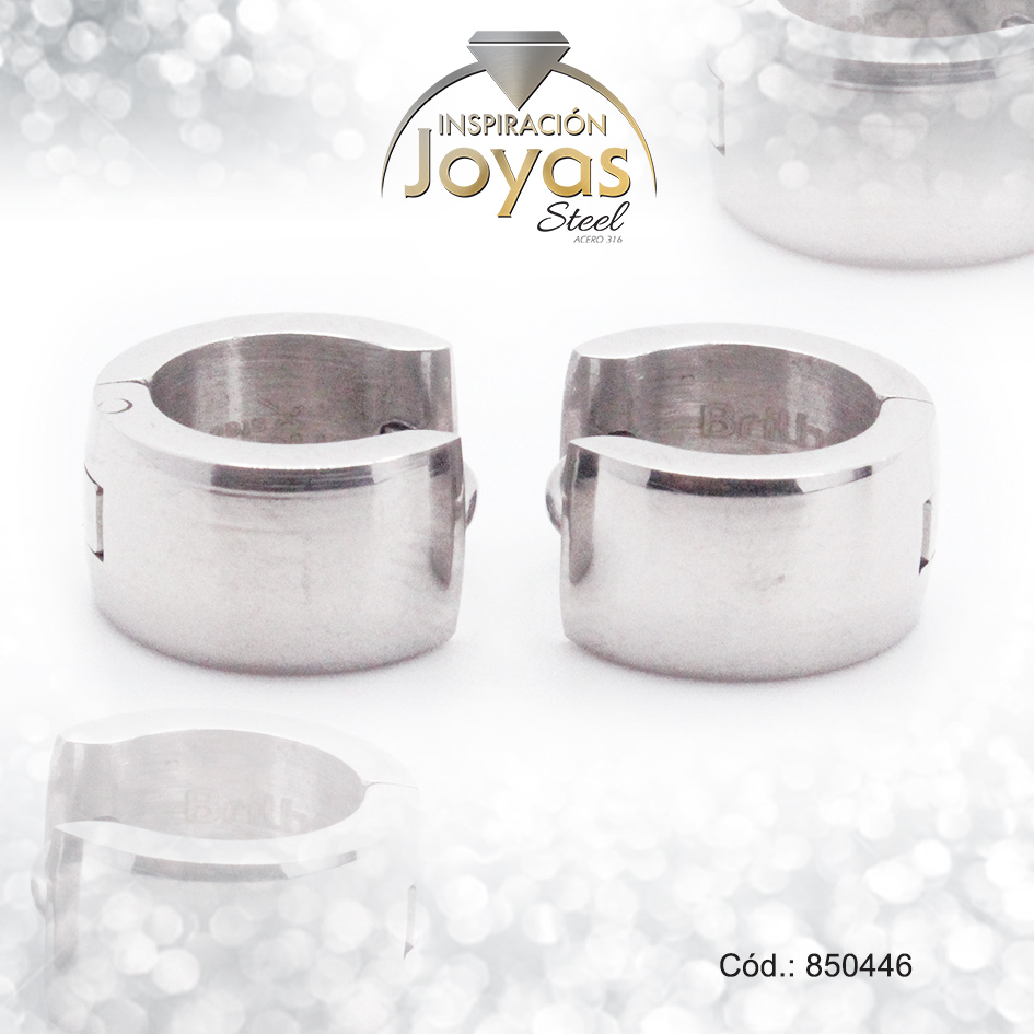 850446 Argolla de Acero Huggies con Circón Dorado Círculo - 850500 - Imagen 1