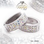 Argolla de Acero Forma Geométrica con Micro Circón Plateado Óvalo - 850465