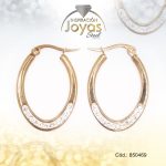 Argolla de Acero Forma Geométrica con Micro Circón Dorado Óvalo - 850469