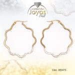 Argolla de Acero Micro Circón Dorado Trébol - 850473