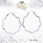 Argolla de Acero Micro Circón Plateado Trébol - 850474