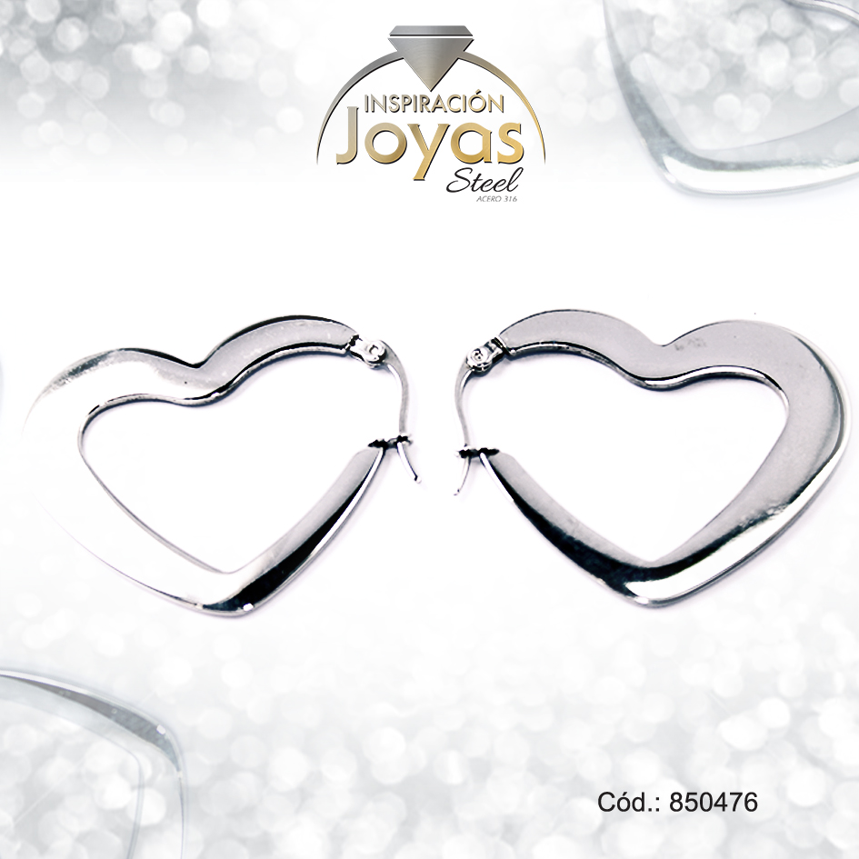 850476 Argolla de Acero Plateado Corazón - 850476 - Imagen 1