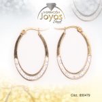 Argolla de Acero Forma Geométrica con Micro Circón Dorado Óvalo - 850479