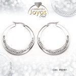 Argolla de Acero Aleación Micro Circón Plateado Círculo  - 850481