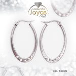 Argolla de Acero Forma Geométrica con Circón Plateado Óvalo - 850482