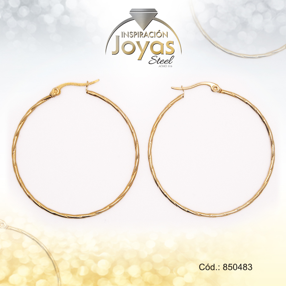 850483 Argolla de Acero Variado Dorado Círculo - 850483 - Imagen 1