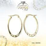 Argolla de Acero Forma Geométrica con Circón Dorado Óvalo - 850484