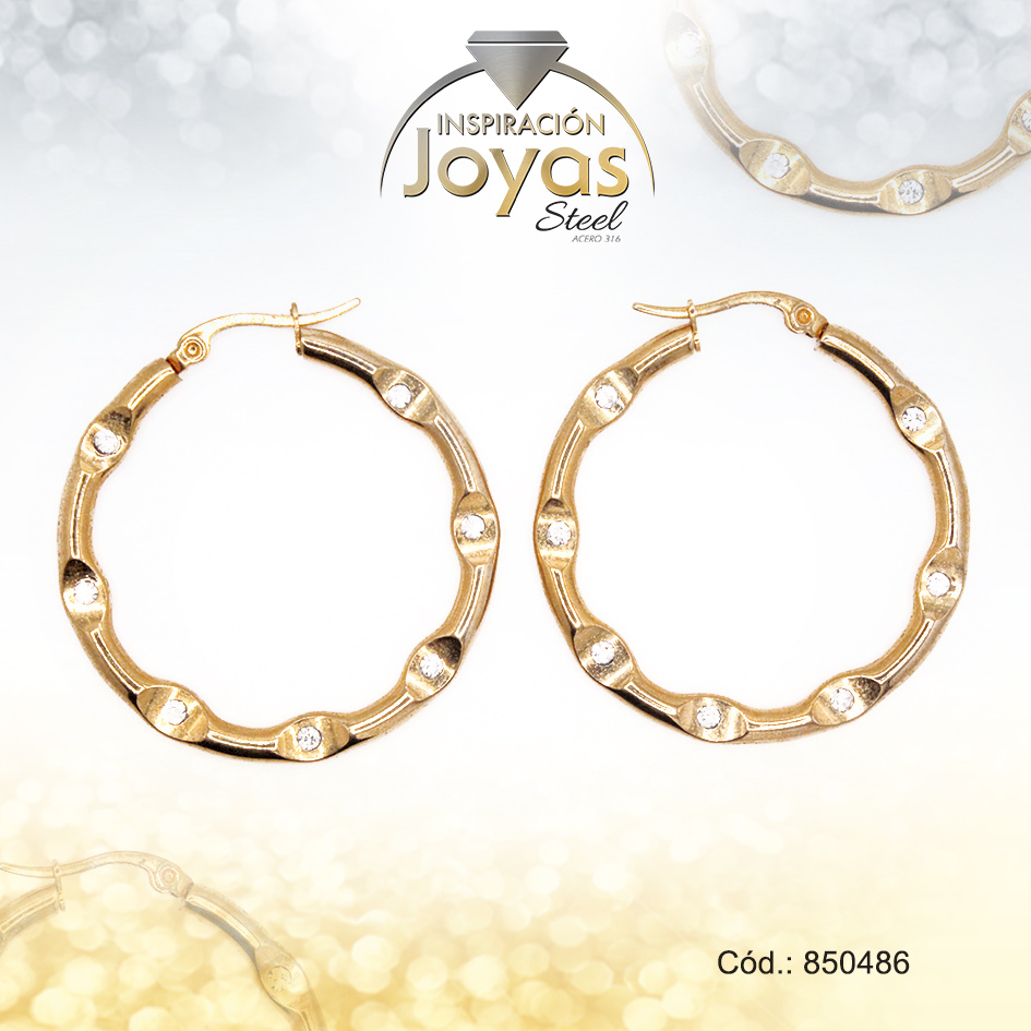 850486 Argolla de Acero Aleación Circón Dorado Círculo - 850486 - Imagen 1