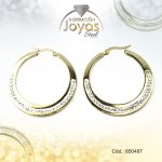 Argolla de Acero Aleación Micro Circón Dorado Círculo  - 850487