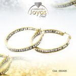 Argolla de Acero Aleación Micro Circón Dorado Círculo  - 850495