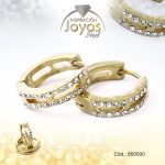 Argolla de Acero Huggies con Circón Dorado Círculo  - 850500