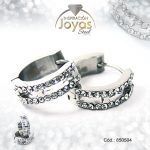 Argolla de Acero Huggies con Circón Plateado Círculo - 850504