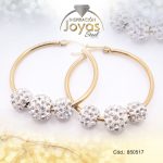 Argolla de Acero Aleación Micro Circón Dorado Círculo  - 850517