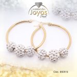 Argolla de Acero Aleación Micro Circón Dorado Círculo  - 850519