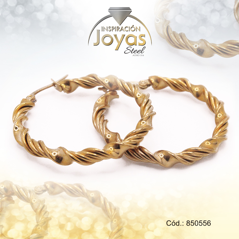 850556 Argolla de Acero Variado Dorado Círculo - 850556 - Imagen 1