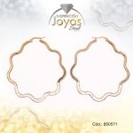 Argolla de Acero Micro Circón Dorado Trébol - 850571