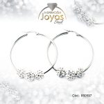 Argolla de Acero Aleación Micro Circón Plateado Círculo  - 850597