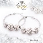 Argolla de Acero Aleación Micro Circón Plateado Círculo  - 850605