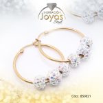 Argolla de Acero Aleación Micro Circón Dorado Círculo  - 850621