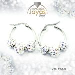 Argolla de Acero Aleación Micro Circón Plateado Círculo  - 850622