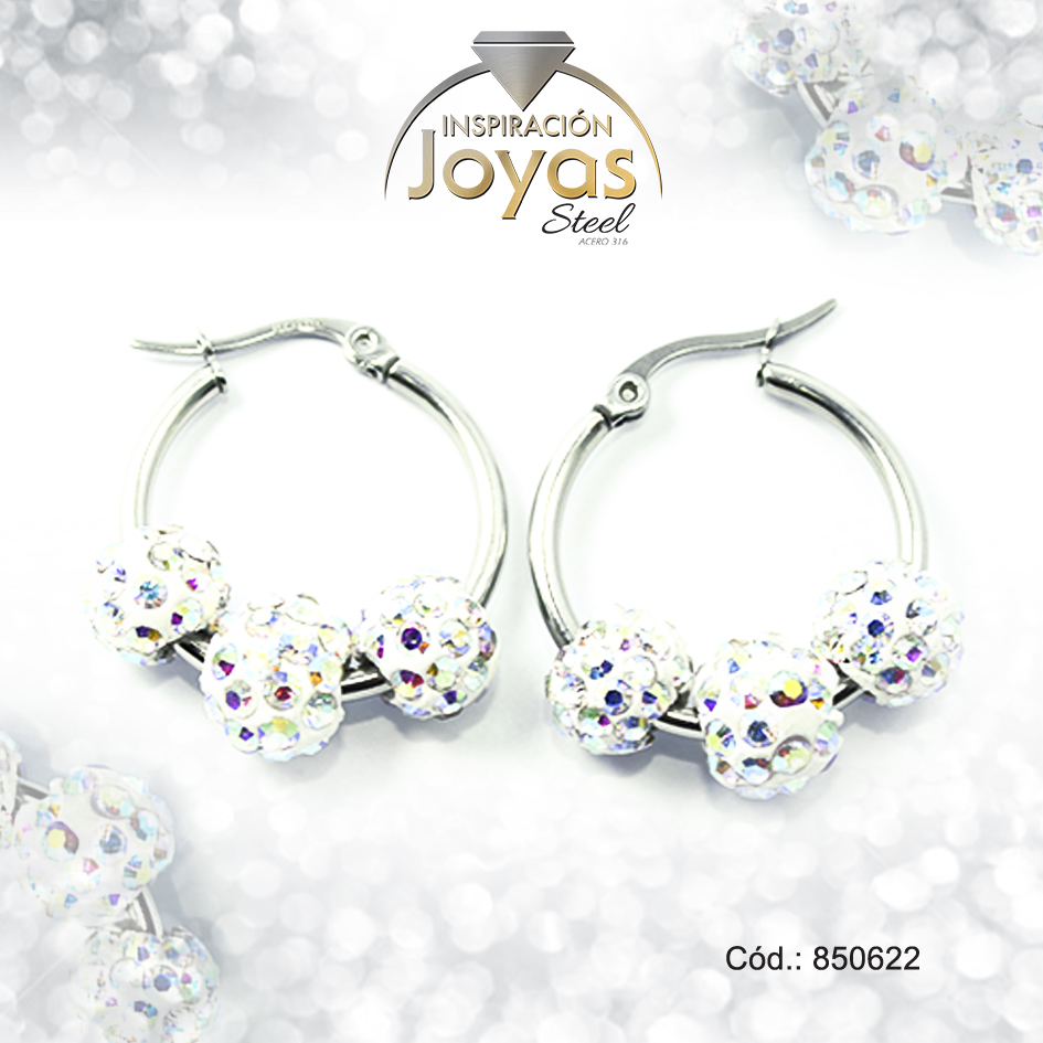 850622 Argolla de Acero Aleación Micro Circón Plateado Círculo - 850622 - Imagen 1