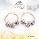 Argolla de Acero Aleación Micro Circón Dorado Círculo  - 850623