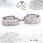 Argolla de Acero Aleación Micro Circón Plateado Círculo  - 850628