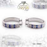 Argolla de Acero Forma Geométrica con Piedra Plateado Óvalo Azul - 850636