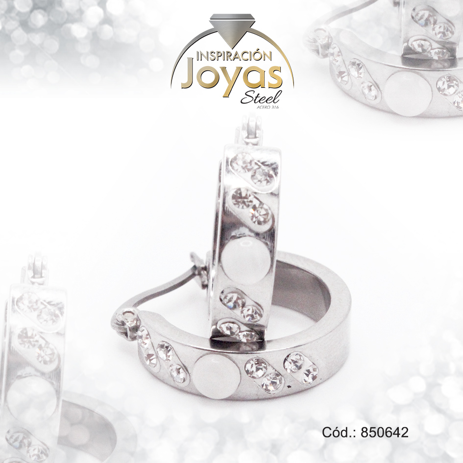 850642 Argolla de Acero Aleación Ojo De Gato Plateado Círculo Blanco - 850642 - Imagen 1