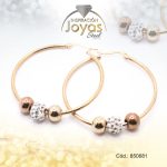 Argolla de Acero Aleación Micro Circón 3 Tonos Círculo  - 850681