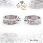 Argolla de Acero Aleación Micro Circón Plateado Círculo  - 850696