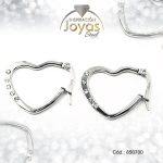 Argolla de Acero Circón Plateado Corazón - 850700