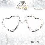 Argolla de Acero Circón Plateado Corazón - 850701