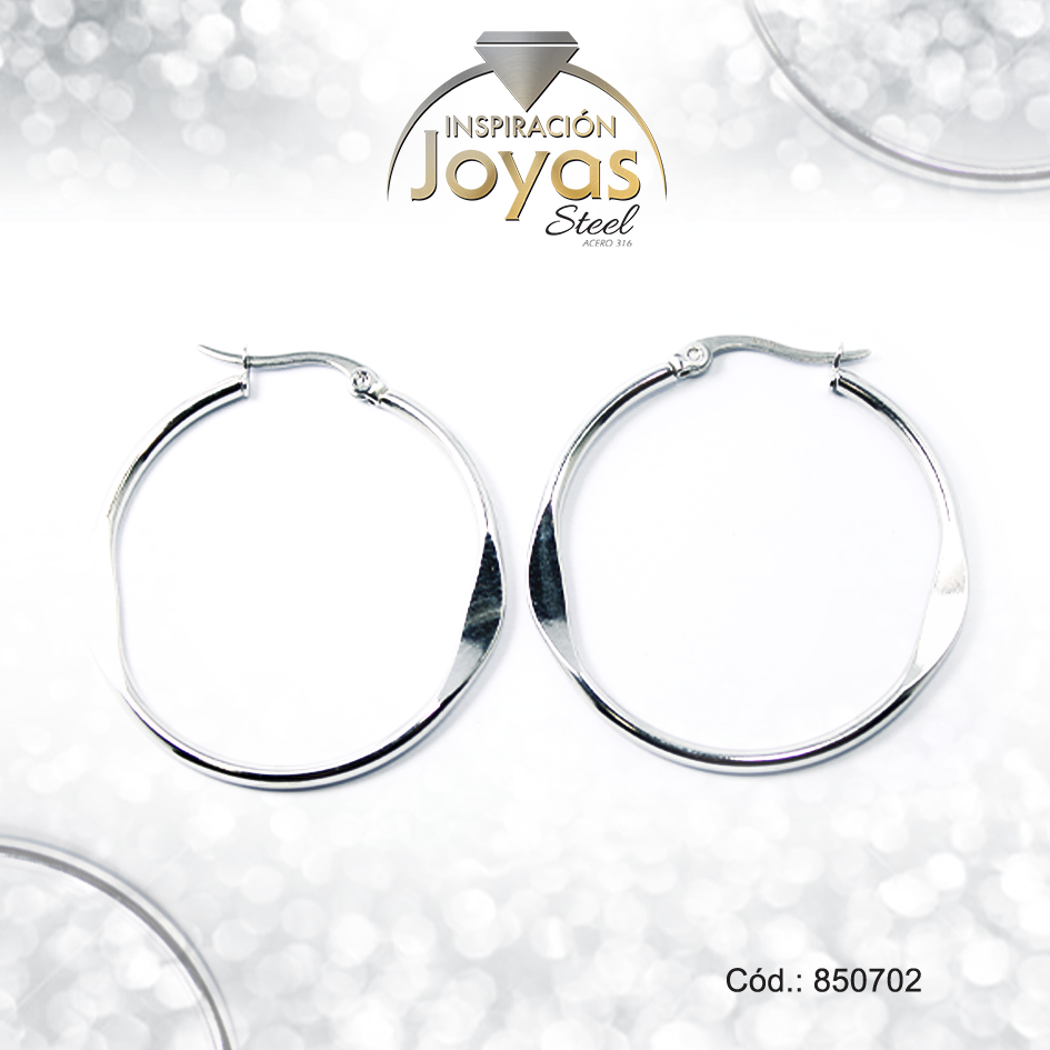 850702 Argolla de Acero Variado Plateado Círculo - 850702 - Imagen 1