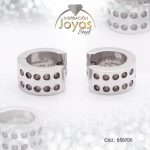 Argolla de Acero Huggies con Circón Plateado Círculo - 850705