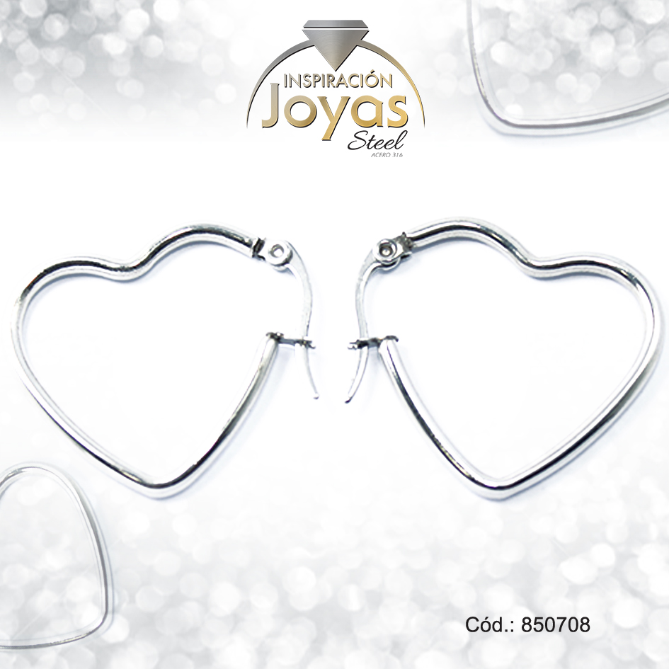 850708 Argolla de Acero Plateado Corazón - 850708 - Imagen 1