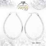 Argolla de Acero Forma Geométrica con Micro Circón Plateado Óvalo  - 850710